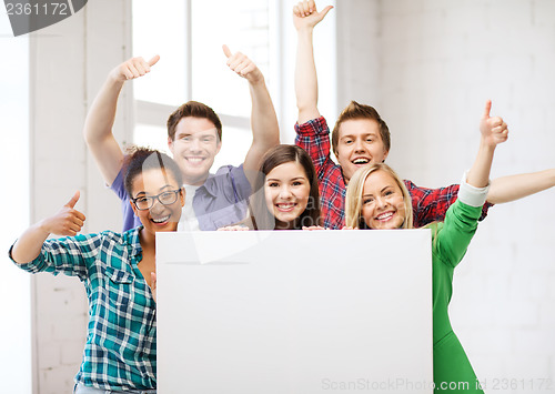 Image of students at school with blank white board