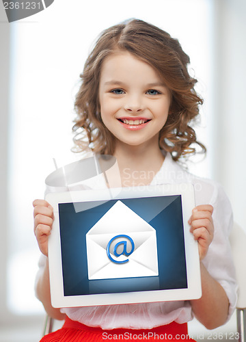 Image of girl with tablet pc and envelope icon
