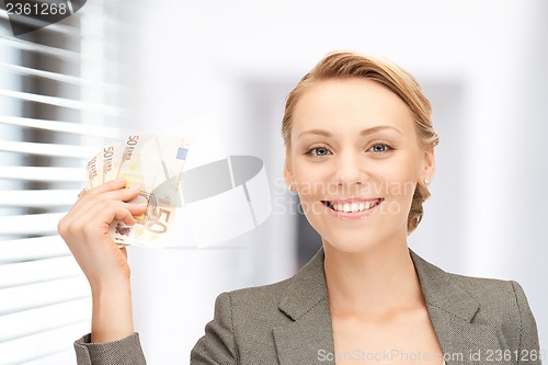 Image of lovely woman with euro cash money