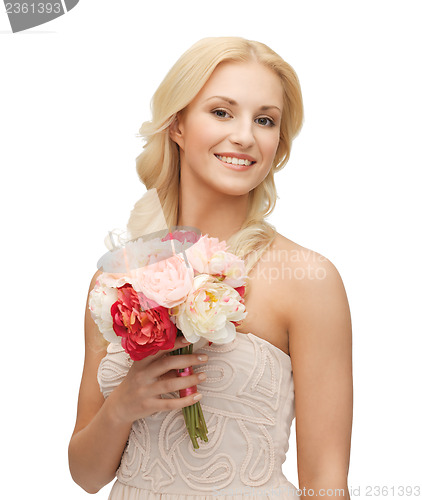 Image of woman with bouquet of flowers