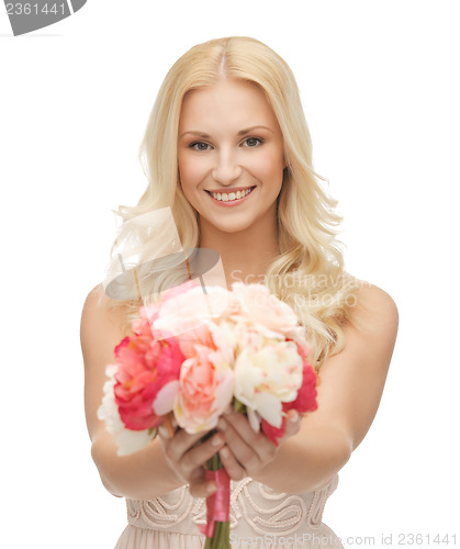 Image of woman with bouquet of flowers