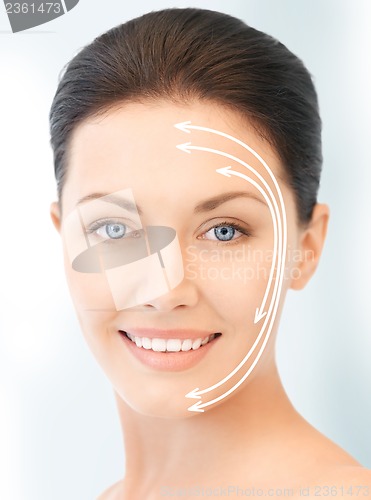 Image of face and hands of beautiful woman