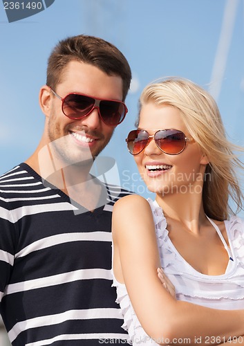 Image of happy young couple in port