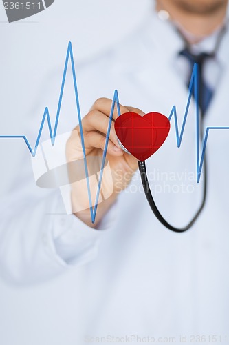 Image of doctor listening to heart beat