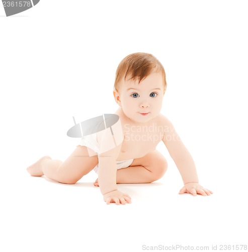 Image of crawling curious baby