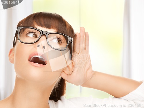 Image of happy woman listening gossip