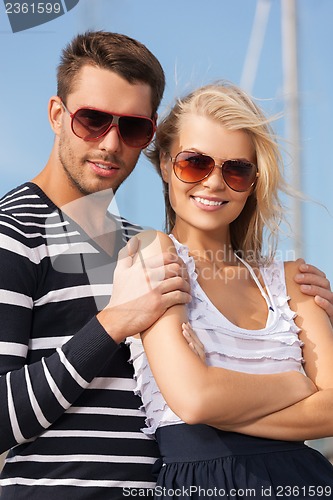 Image of happy young couple in port