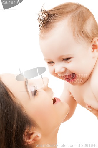 Image of happy mother with adorable baby