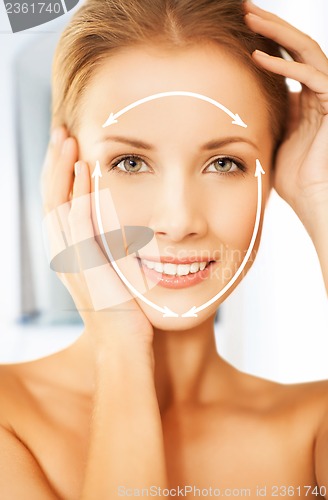 Image of face and hands of beautiful woman