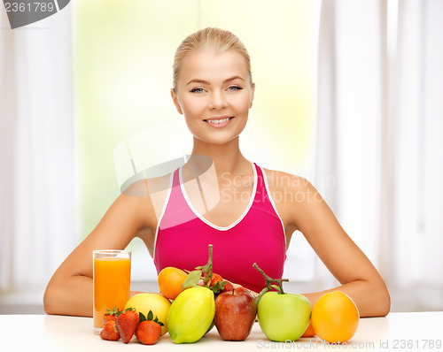 Image of woman with organic food or fruits