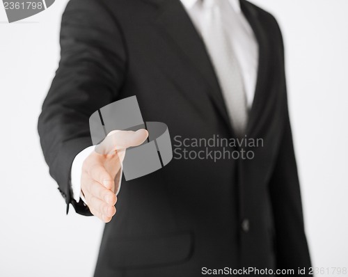 Image of businessman with open hand