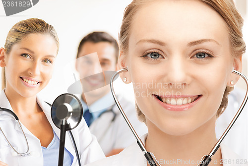 Image of attractive female doctor with stethoscope