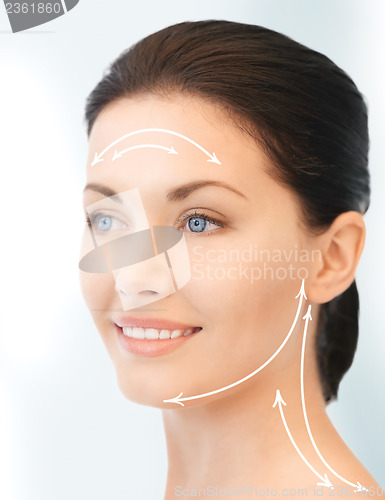 Image of face and hands of beautiful woman