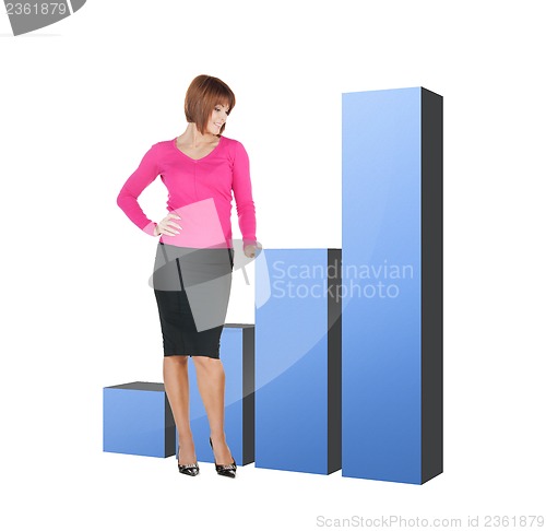 Image of businesswoman pointing at big 3d chart