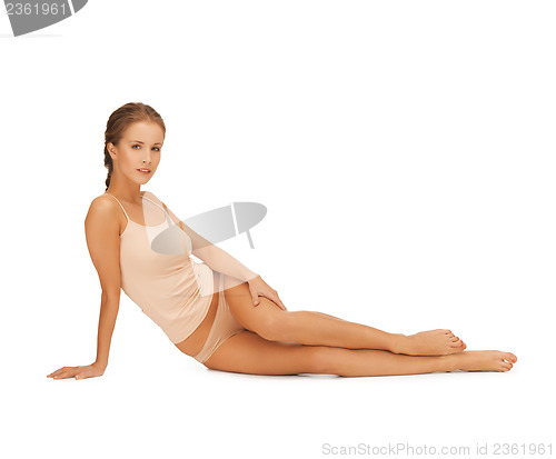 Image of woman in beige cotton underwear