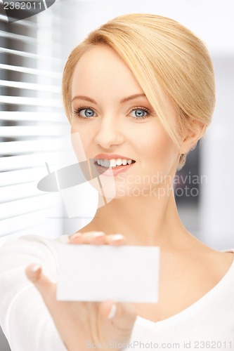 Image of woman with business card