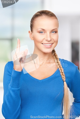 Image of woman with her finger up