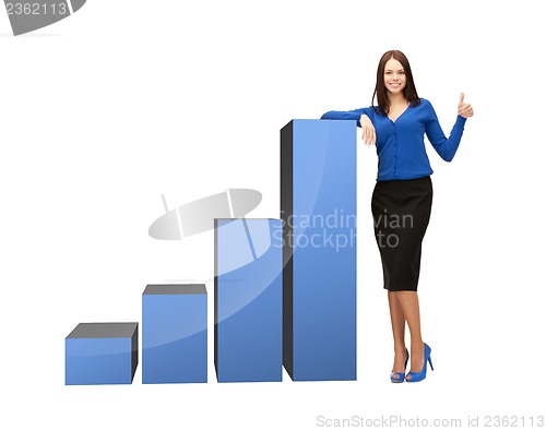 Image of businesswoman with big 3d chart