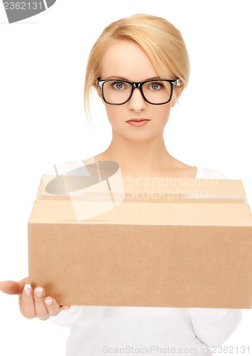 Image of woman with cardboard box