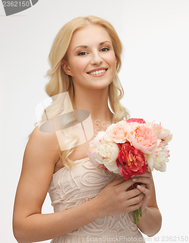 Image of woman with bouquet of flowers