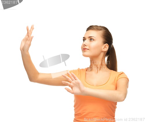 Image of girl in blank color t-shirt