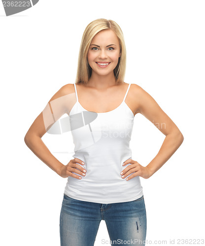 Image of woman in blank white t-shirt