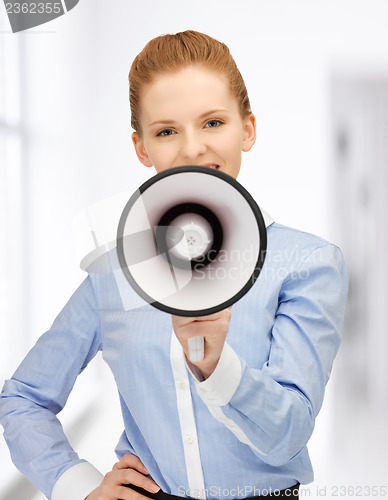 Image of businesswoman with megaphone