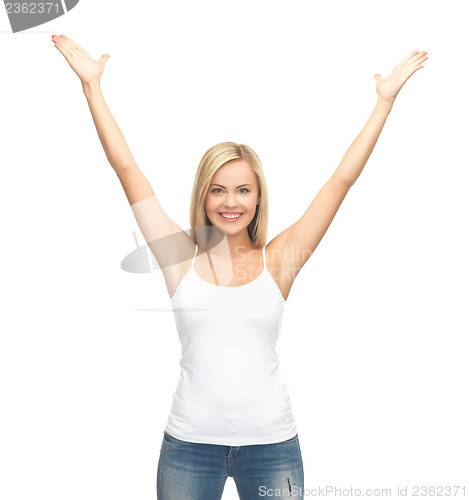Image of woman in blank white t-shirt