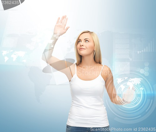 Image of woman working with virtual screen