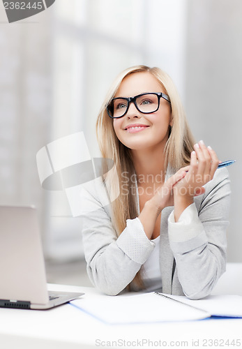 Image of businesswoman on a meeting