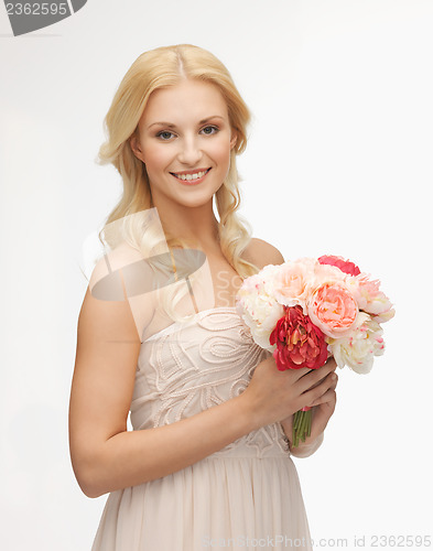 Image of woman with bouquet of flowers