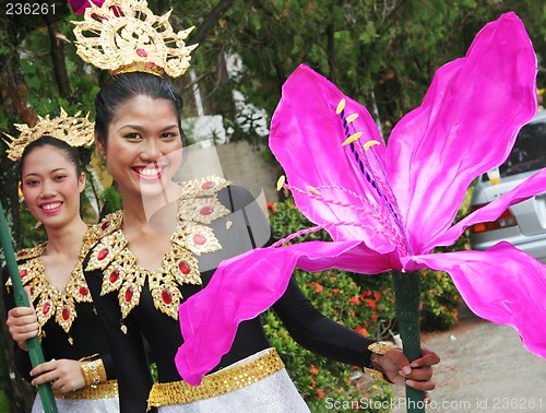 Image of Thai women in traditional dress during in a parade, Phuket, Thai
