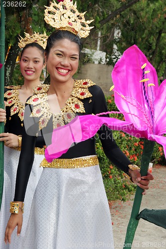 Image of Thai women in traditional dress during in a parade, Phuket, Thai
