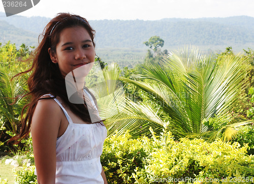 Image of Happy girl in the tropics