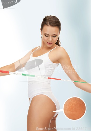 Image of woman looking at her cellulite