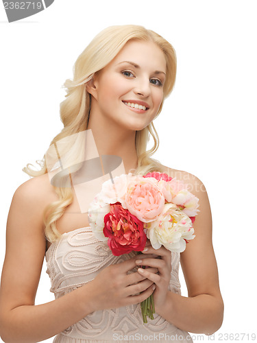 Image of woman with bouquet of flowers