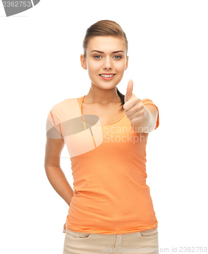 Image of woman showing thumbs up