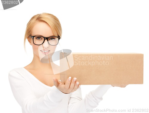 Image of woman with cardboard box