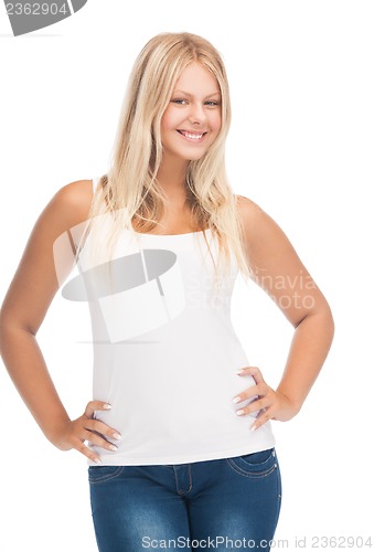 Image of teenager girl in blank white t-shirt