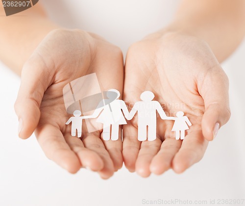 Image of womans hands with paper man family