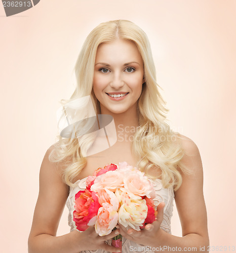 Image of woman with bouquet of flowers