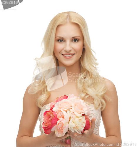 Image of woman with bouquet of flowers