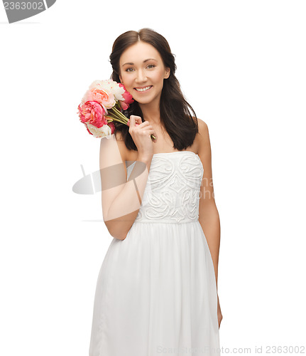 Image of woman with bouquet of flowers