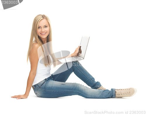 Image of student girl with laptop computer
