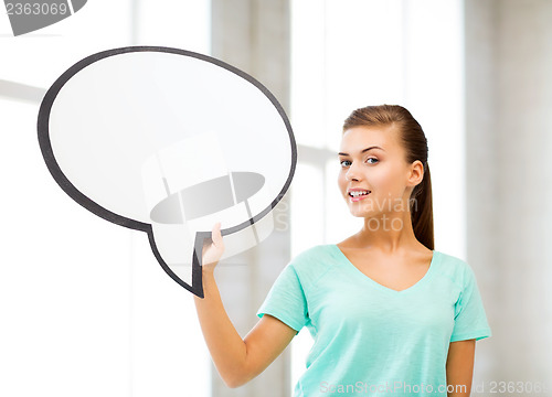 Image of smiling student with blank text bubble