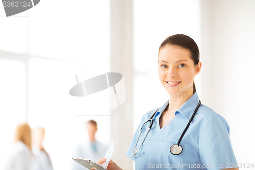 Image of female doctor or nurse in hospital