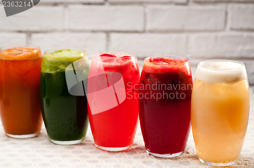 Image of selection of fruits long drinks