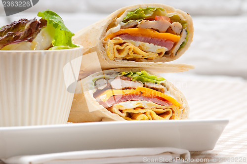 Image of club sandwich pita bread roll