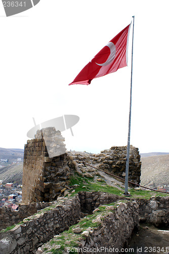 Image of Turkish flag and tower