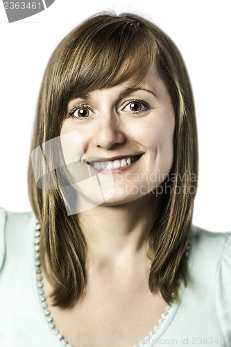 Image of Portrait young laughing woman